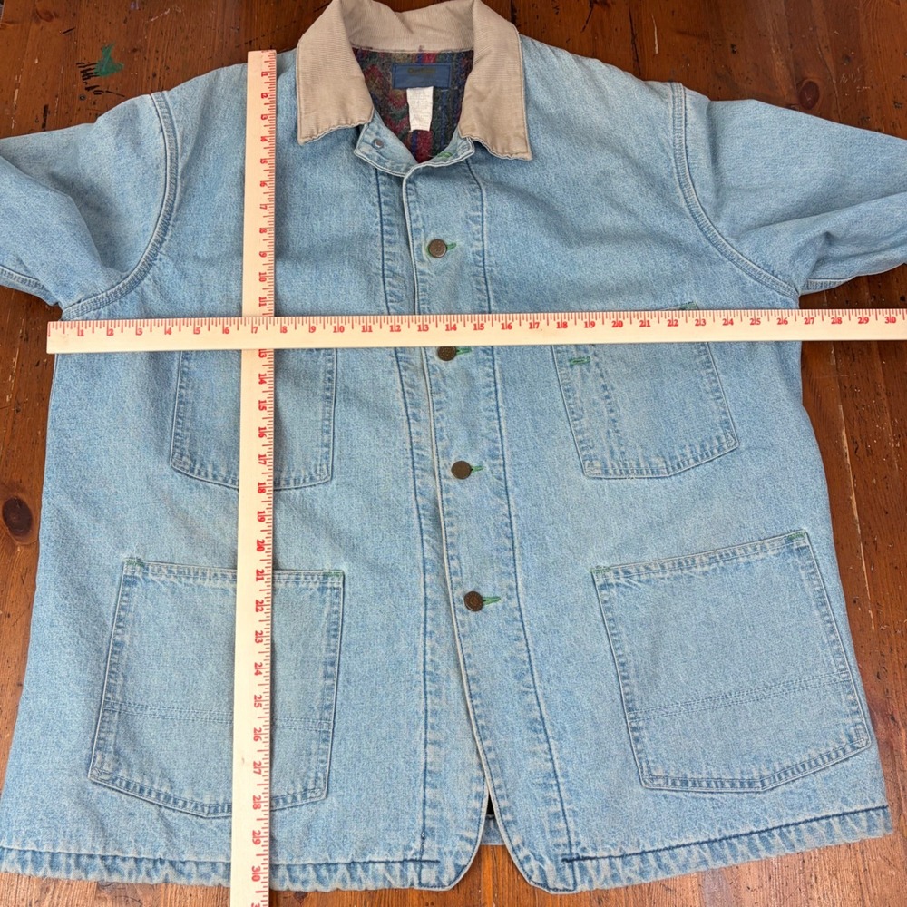 Vintage 80s OshKosh BGosh Blanket Lined Denim Chore Jacket USA Made Workwear 46R - Picture 6 of 15